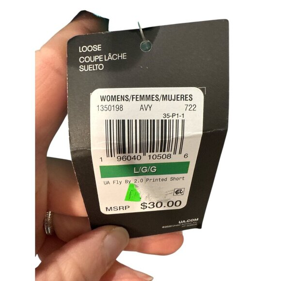 Under Armour Womens UA Fly By 2.0 Printed Shorts Teal Blue L Loose Fit NWT - Picture 4 of 9